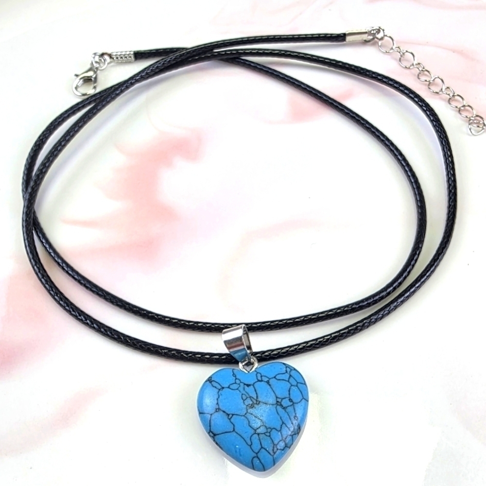 Natural Stone Heart Pendant Necklace